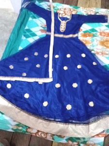 Blue Embellished Anarkali Suit