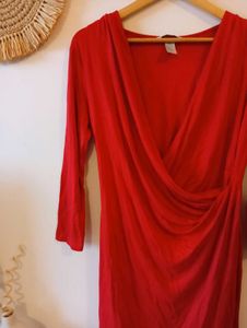 H&amp;M Red Deep V Dress