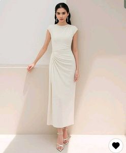 High Neck Twist Ruched Split Maxi Dress