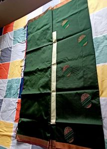 Green Embroidered Silk Fabric