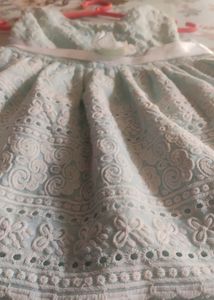 Powder Blue Embroidered Frock For Baby