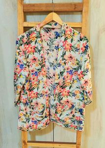 Orange Printed Shrug Size-38