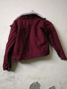 Maroon Fur Collar Jacket
