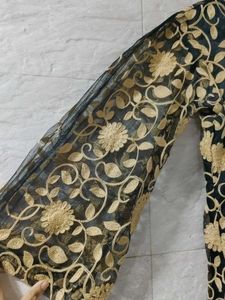 Elegant Black &amp; Gold Embroidered Dress