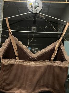 Brown Lace Trim Cami