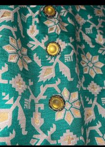 Branded Green-Golden Printed Stylish Dress
