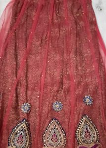 Maroon Embroidered Lehenga Skirt