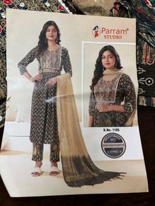 Embroidered Suit Set with Belt
