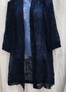 9412. Navy Blue Lace Kimono Cardigan