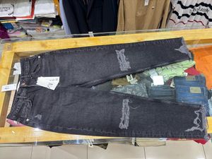 Zara Black Ripped Straight Cut Denim