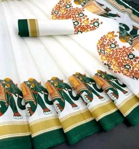 Kerala Saree with Elephant Motif