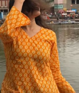 Beautiful Women Bell Sleeves Short Kurti