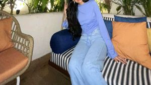 Blue Long bell Sleeve Top