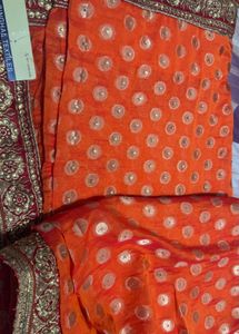 Orange Embellished Saree