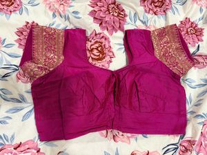 Magenta Banarasi Silk Saree (blouse 42in)