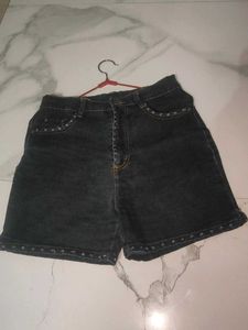Studded Denim Shorts