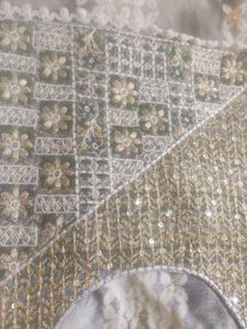 Elegant Floral Embroidered Kurta with pant and dup