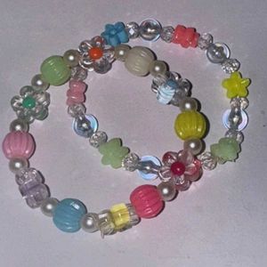 Beaded Flower Bracelet Set