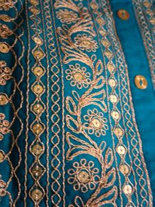 Teal Embroidered Kurti - Size S