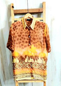 Brown Printed Shirt Size-44