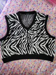 Zebra Print Sweater Vest