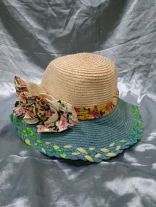 Floral Accent Straw Sun Hat