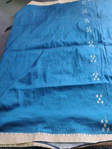 Teal &amp; Silver Banarasi Silk Saree