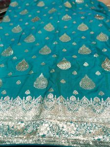 Teal Banarasi Silk Saree
