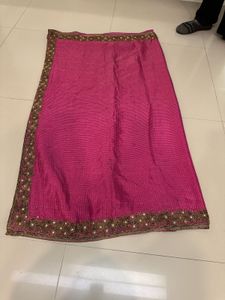 Pink Embellished Saree With Halter Neck Blouse