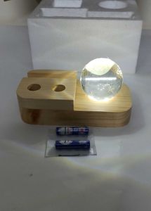 Wooden Pen Stand With Crystal Ball LED Lamp