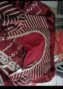 Maroon Embellished Wedding Gown