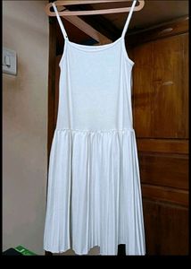 White Pleated Midi Dress
