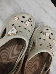 Beige Crocs with Charms