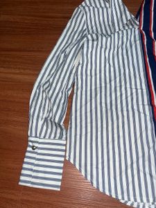 y2k fitted Striped Colorblock Top