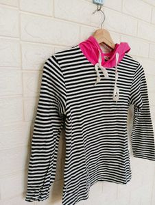 Striped Hoodie Top