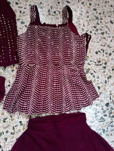 purple Embellished palazo top Set