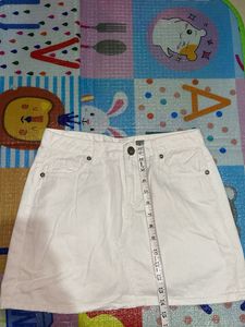 White Denim Mini Skirt