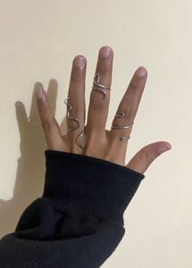 Y2k Silver Ring Set