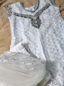 White Embellished Kurta
