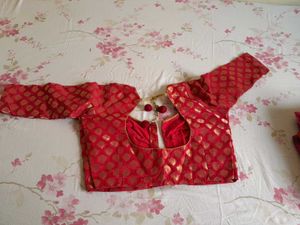 Red Brocade Blouse