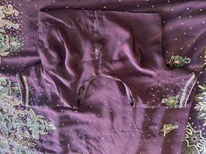 Elegant Embroidered Coffee Brown Saree
