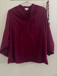 Maroon Button-Down Top