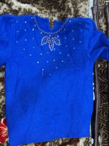 Blue Embellished Sweater