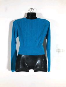 Teal Knitted Crop Sweater