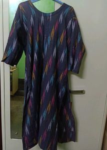 katki cotton kurta / kurti navy blue multicolour