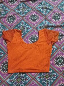 Orange Readymade Saree Blouse