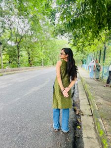 Green Patterned Kurti/Tunic