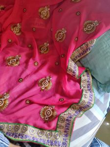 Pink Embroidered Saree