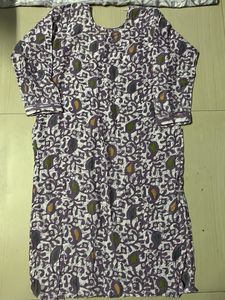 Purple &amp; White Printed Kurta Set