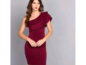 Burgundy One-Shoulder Mini Dress